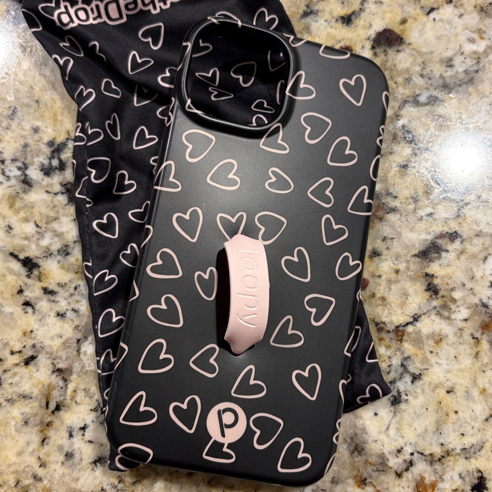 Loopy - Black Heart Pattern Phone Case